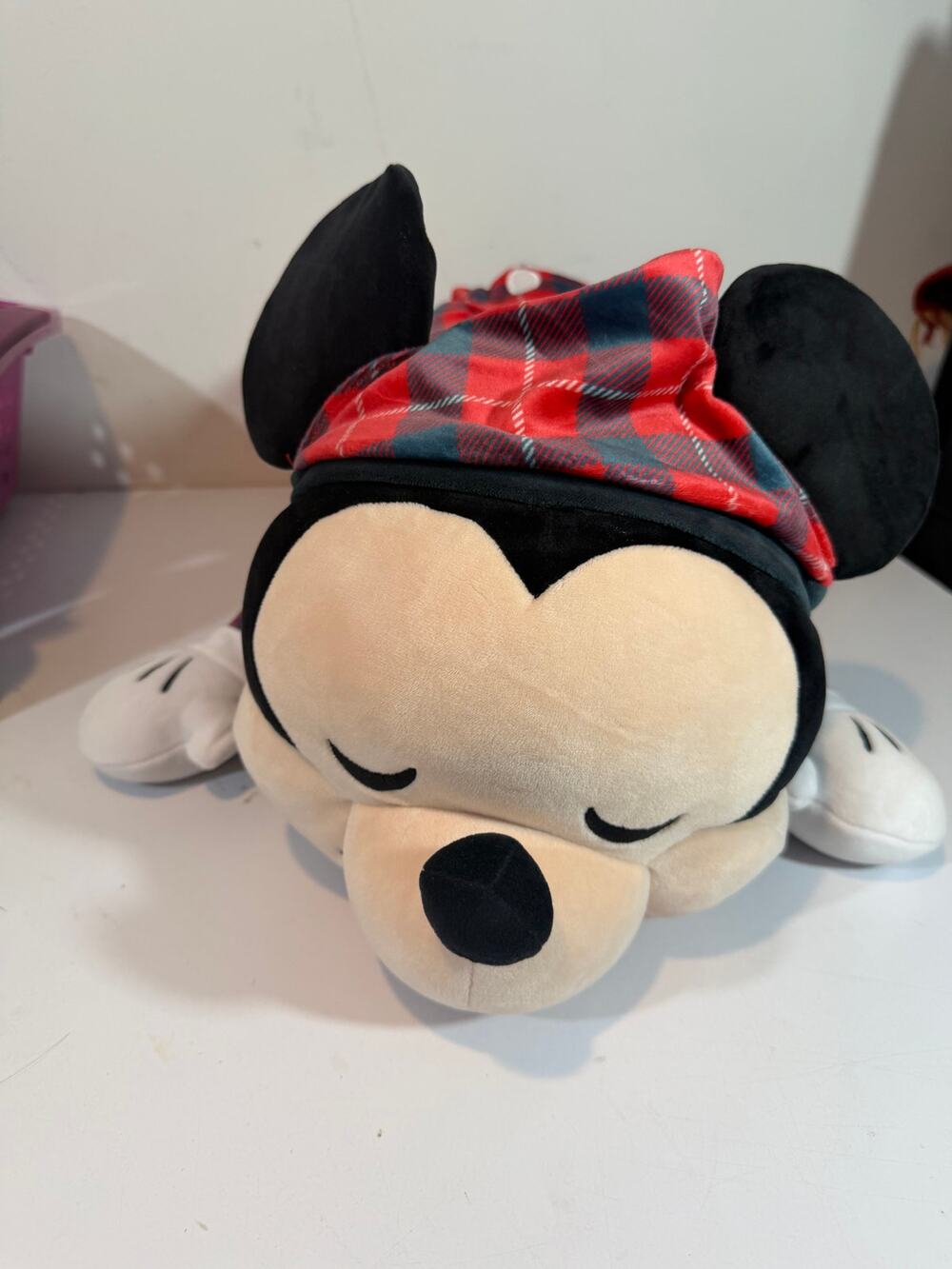 Disney Flannel Cuddleez Plush Mickey Mouse in Plaid PJ's 24" Holiday Valentines